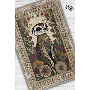 Nuh'un Gemisi Koleksiyonu Mirket, Çiçek Desenli Art Deco Tarzı Vintage Halı,çok Renkli Maksimalist Halı 80x120 cm