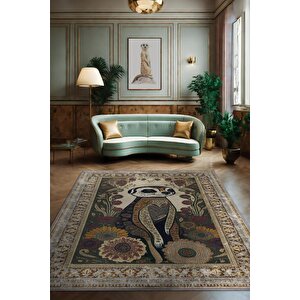 Homshtag Nuh'un Gemisi Koleksiyonu Mirket, Çiçek Desenli Art Deco Tarzı Vintage Halı,çok Renkli Maksimalist Halı