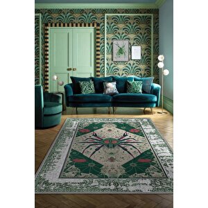 Nuh'un Gemisi Koleksiyonu Örümcek, Çiçek Desenli Art Deco Tarzı Vintage Halı,çok Renkli Maksimalist Halı 100x150 cm