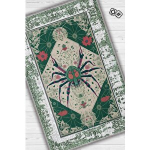 Nuh'un Gemisi Koleksiyonu Örümcek, Çiçek Desenli Art Deco Tarzı Vintage Halı,çok Renkli Maksimalist Halı 100x150 cm