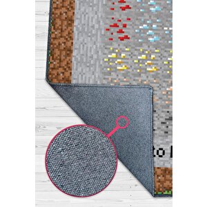 Homshtag Layers Çok Renkli Oyuncu Halısı Gri Renk Gamer Temalı Halı Minecraft Sever Hediyelik Halı