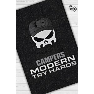 Pusucular Siyah Oyuncu Halısı Beyaz Renk Gamer Temalı Halı Call Of Duty Sever Hediye Halı 80x120 cm