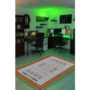 Layers Çok Renkli Oyuncu Halısı Gri Renk Gamer Temalı Halı Minecraft Sever Hediyelik Halı 200x300 cm