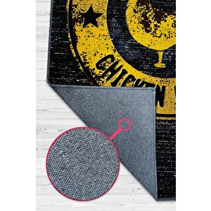 Tavuğu Hak Ettin Siyah Renk Oyuncu Halı Sarı Renk Gamer Temalı Halı Pubg Sever Hediye Halı 80x120 cm