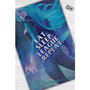 Ye Uyu Dinlen Çok Renkli Oyuncu Halısı Mavi Renk Gamer Temalı League Of Legends Sever Halı 80x120 cm