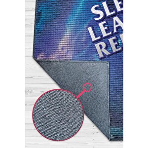 Ye Uyu Dinlen Çok Renkli Oyuncu Halısı Mavi Renk Gamer Temalı League Of Legends Sever Halı 80x120 cm