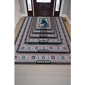 Homshtag Nuh'un Gemisi Koleksiyonu Panter, Çiçek Desenli Art Deco Tarzı Vintage Halı,çok Renkli Maksimalist Halı