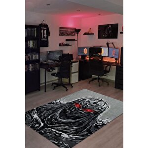 Zed Siyah Renkli Oyuncu Halı Zemini Gri Renk Gamer Temalı League Of Legends Hediyelik Halı 120x180 cm