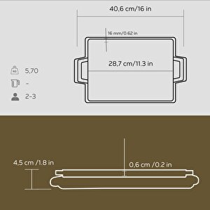 Lava Döküm Dikdörtgen Çift Yön Izgara Hot Plate Döküm Demir Yekpare Çift Kulplu Kayın Servis Ahşabı Ölçü 22x30cm.