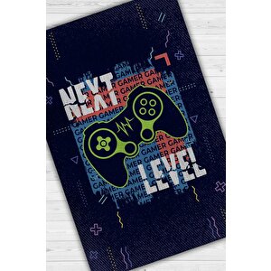 Next Level Lacivert Oyuncu Halısı Gamer Özel Tasarım Halı Oyuncuya Hediye Çok Renkli Halı 160x240 cm