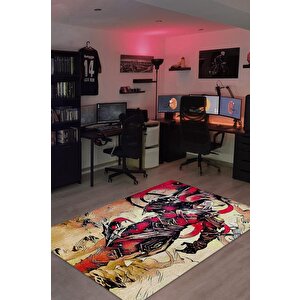 Talon Çok Renkli Oyuncu Halısı Kırmızı Renk Gamer Temalı League Of Legends Hediyelik Halı 80x120 cm