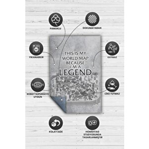 Homshtag Ben Efsaneyim Gri Renk Oyuncu Halısı Gamer Temalı Halı League Of Legends Sever Hediye Halı