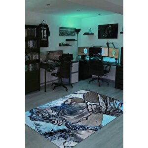 Yasuo Çok Renkli Oyuncu Halısı Zemini Mavi Renk Gamer Temalı League Of Legends Sever Halı 200x300 cm