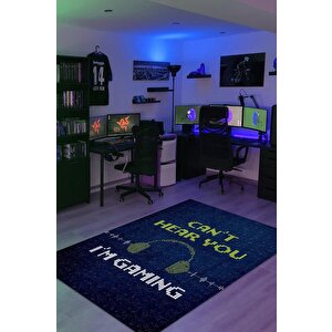 Duyamıyorum Oyundayım Koyu Renkli Oyuncu Halısı Neon Renk Gamer Temalı Halı Oyuncuya Hediye 80x120 cm