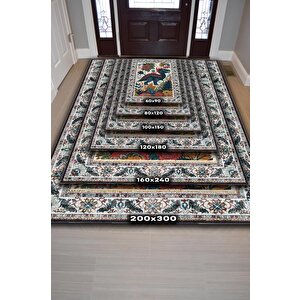 Homshtag Nuh'un Gemisi Koleksiyonu Dinozor, Çiçek Desenli Art Deco Tarzı Vintage Halı,çok Renkli Maksimalist Halı