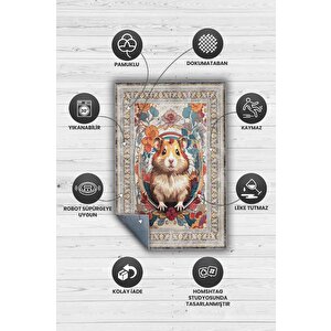 Homshtag Nuh'un Gemisi Koleksiyonu Hamster Çiçek Desenli Temalı Vintage Renkli Maksimalist Halı