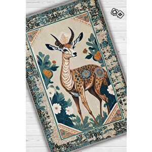 Nuh'un Gemisi Koleksiyonu Ceylan, Çiçek Desenli Art Deco Tarzı Vintage Halı,çok Renkli Maksimalist Halı 100x150 cm