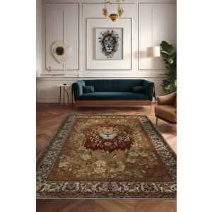 Nuh'un Gemisi Koleksiyonu Aslan, Çiçek Desenli Art Deco Tarzı Vintage Halı,çok Renkli Maksimalist Halı 120x180 cm