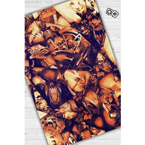 Allstars Çok Renkli Oyuncu Halısı Zemi Siyah Renk Gamer Temalı Dota Sever Hediyelik Halı 200x300 cm