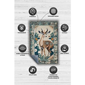 Homshtag Nuh'un Gemisi Koleksiyonu Ceylan, Çiçek Desenli Art Deco Tarzı Vintage Halı,çok Renkli Maksimalist Halı