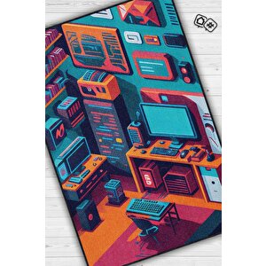 Homshtag Renkli Gamer Odası Halısı,pastel Tonlu Canlı Renkli Genç Odası Halısı,modern Gamer Halısı