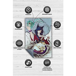 Homshtag Ahri Çok Renkli Oyuncu Halısı Zemini Gri Renk Gamer Temalı League Of Legends Hediyelik Halı