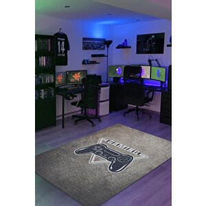 Gaming Kahve Renkli Oyuncu Halısı Bej Renk Gamer Temalı Halı Oyuncuya Hediye Gölgeli Halı 120x180 cm