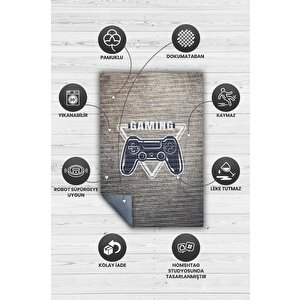 Gaming Kahve Renkli Oyuncu Halısı Bej Renk Gamer Temalı Halı Oyuncuya Hediye Gölgeli Halı 100x150 cm