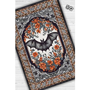 Nuh'un Gemisi Koleksiyonu Yarasa Çiçek Desenli Temalı Vintage Renkli Maksimalist Halı 100x150 cm