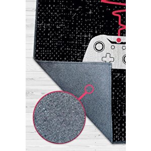 Homshtag Oyun Ritmi Siyah Oyuncu Halısı Gamer Tasarım Halı Oyuncuya Hediye Halı Konsol Temalı Halı 200x300 cm