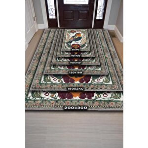 Homshtag Nuh'un Gemisi Koleksiyonu Kuş, Çiçek Desenli Art Deco Tarzı Vintage Halı,çok Renkli Maksimalist Halı