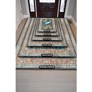 Homshtag Nuh'un Gemisi Koleksiyonu Köpek Balığı, Çiçek Desenli Art Deco Tarzı Vintage Halı,çok Renkli Maksimalist Halı
