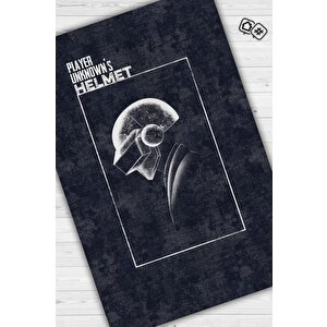 Oyuncunun Kaskı Siyah Renk Oyuncu Halısı Koyu Renk Gamer Temalı Halı Pubg Sever Hediye Halı 80x120 cm