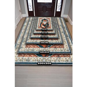 Homshtag Nuh'un Gemisi Koleksiyonu Tilki, Çiçek Desenli Art Deco Tarzı Vintage Halı,çok Renkli Maksimalist Halı