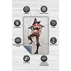 Homshtag Miss Fortune Çok Renkli Oyuncu Halısı Zemin Beyaz Gamer Temalı League Of Legends Sever Halı