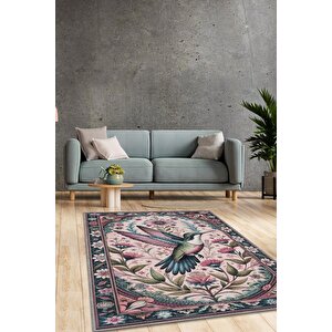 Nuh'un Gemisi Koleksiyonu Sinek Kuşu Çiçek Temalı Vintage Renkli Maksimalist Halı 200x300 cm