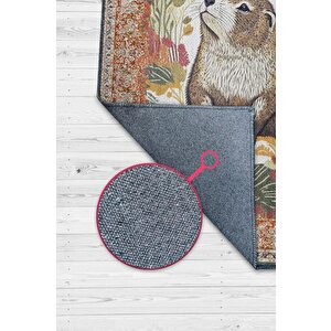 Nuh'un Gemisi Koleksiyonu Su Samuru, Çiçek Desenli Art Deco Tarzı Vintage Halı,çok Renkli Maksimalist Halı 100x150 cm