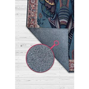 Nuh'un Gemisi Koleksiyonu Fil, Çiçek Desenli Art Deco Tarzı Vintage Halı,çok Renkli Maksimalist Halı 200x300 cm