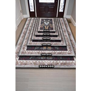 Homshtag Nuh'un Gemisi Koleksiyonu Kurt, Çiçek Desenli Art Deco Tarzı Vintage Halı,çok Renkli Maksimalist Halı