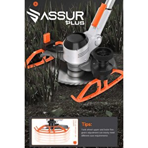 Assur Pro Kızaklı Dijital Ekran Ot Çalı Çim Biçme Şarjlı Tırpan 9000r/min