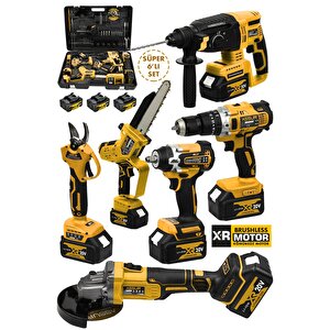Profesyonel 21v Akülü Dal Budama Somun Sökme Taşlama Testere Kırıcı Delici Hilti Vidalama 6'lı Set