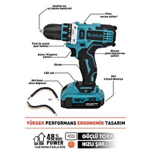 12v Çift Akülü Şarjlı Matkap Vidalama 24 Parça