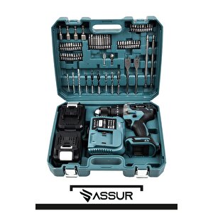 Assur 21v 10 Pilli Çift Akülü Vidalama Darbeli Şarjlı Matkap