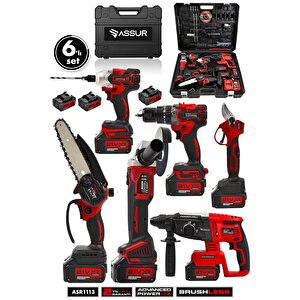 Profesyonel 21v Matkap Hilti Taşlama Somun Sıkma Makas Testere 6'lı Set