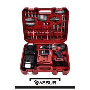 Assur Plus 21v 10 Pilli Çift Akülü Vidalama Darbeli Şarjlı Matkap