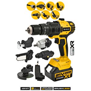 7 Başlıklı Set Taşlama Somun Sıkma Tilki Kuyruğu Dal Budama Akülü Vidalama Hava Pompası Hilti