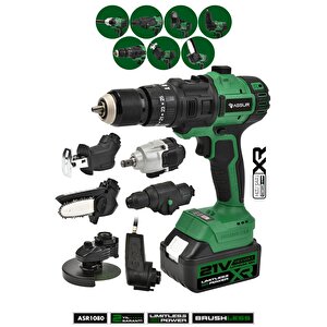 7 Başlıklı Set Taşlama Somun Sıkma Tilki Kuyruğu Dal Budama Akülü Vidalama Hava Pompası Hilti