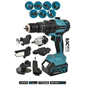 Profesyonel 7 Başlıklı Set 21v Vidalama Taşlama Somun Sıkma Tilki Kuyruğu Budama Hava Pompası Hilti