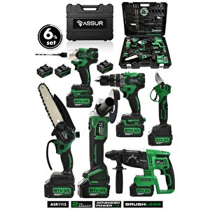 Profesyonel 21v Matkap Hilti Taşlama Somun Sıkma Makas Testere 6'lı Set