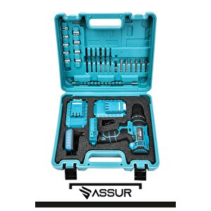 Assur 12v Metal Şanzıman Çift Akülü Şarjlı Darbeli Matkap Akülü Vidalama